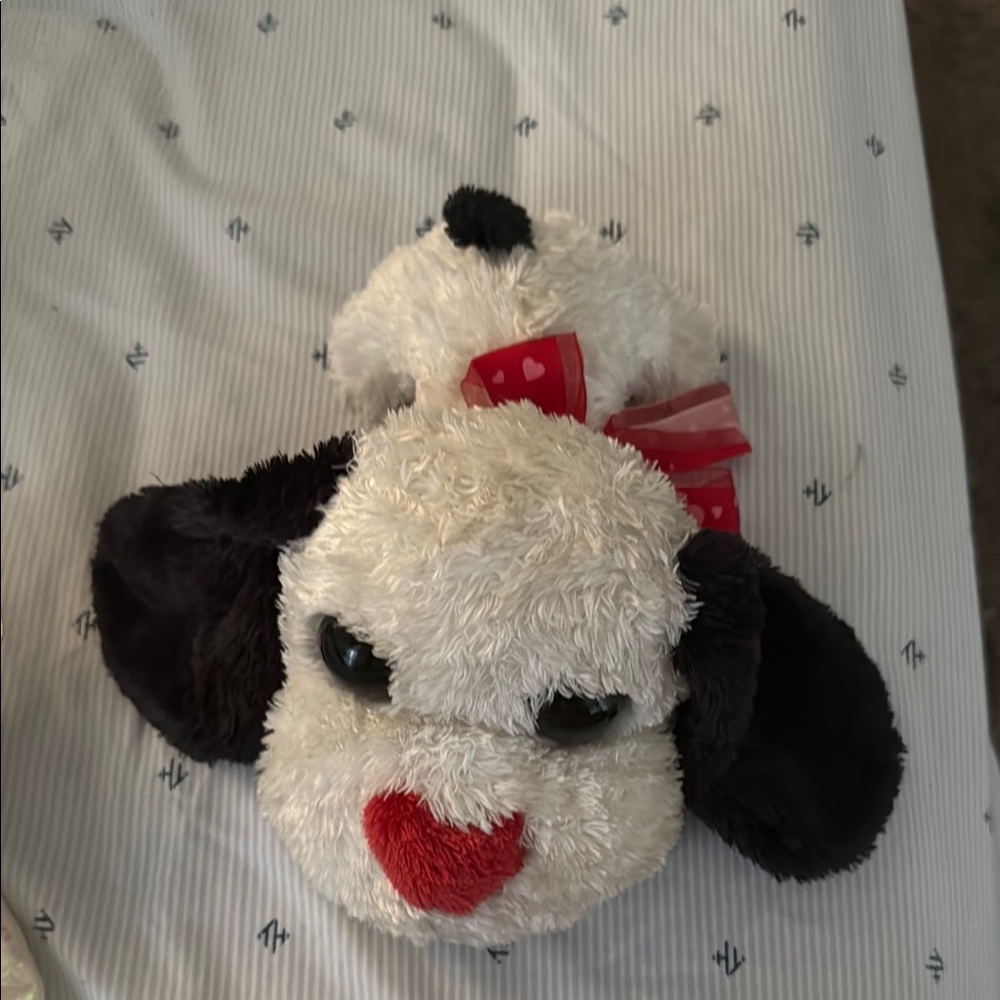Charming Black and White Stuffed Dog with Floppy Ears